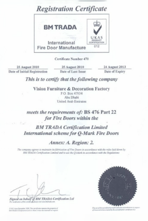 Decovision BM TRADA certification for fire door manufacturing compliance